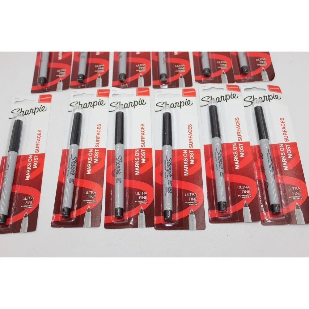 Lot of 12 Brand New Sharpie Permanent Ultra-Fine Point Markers, Black Packages